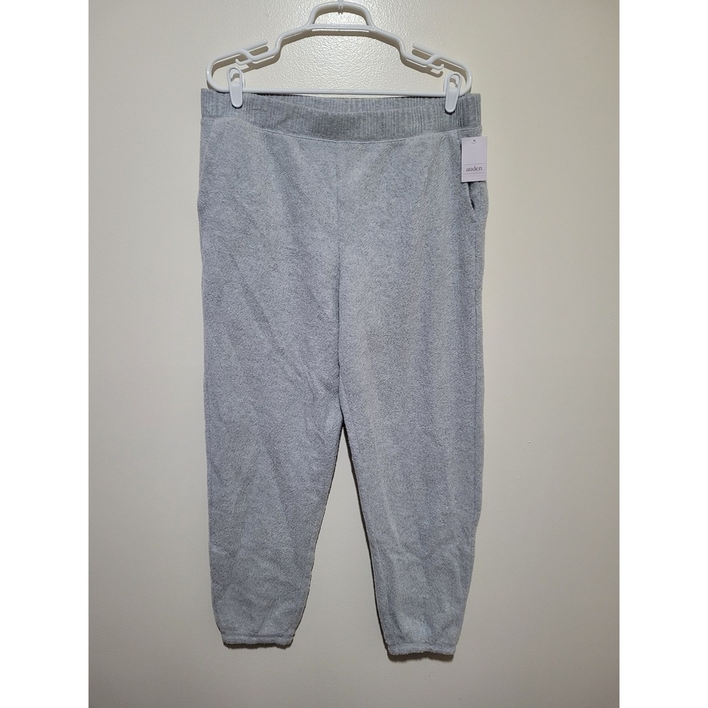 NWT Auden Lounge Pants‎ Women Size L Gray Textured Knit Jogger Pajama Bottoms
